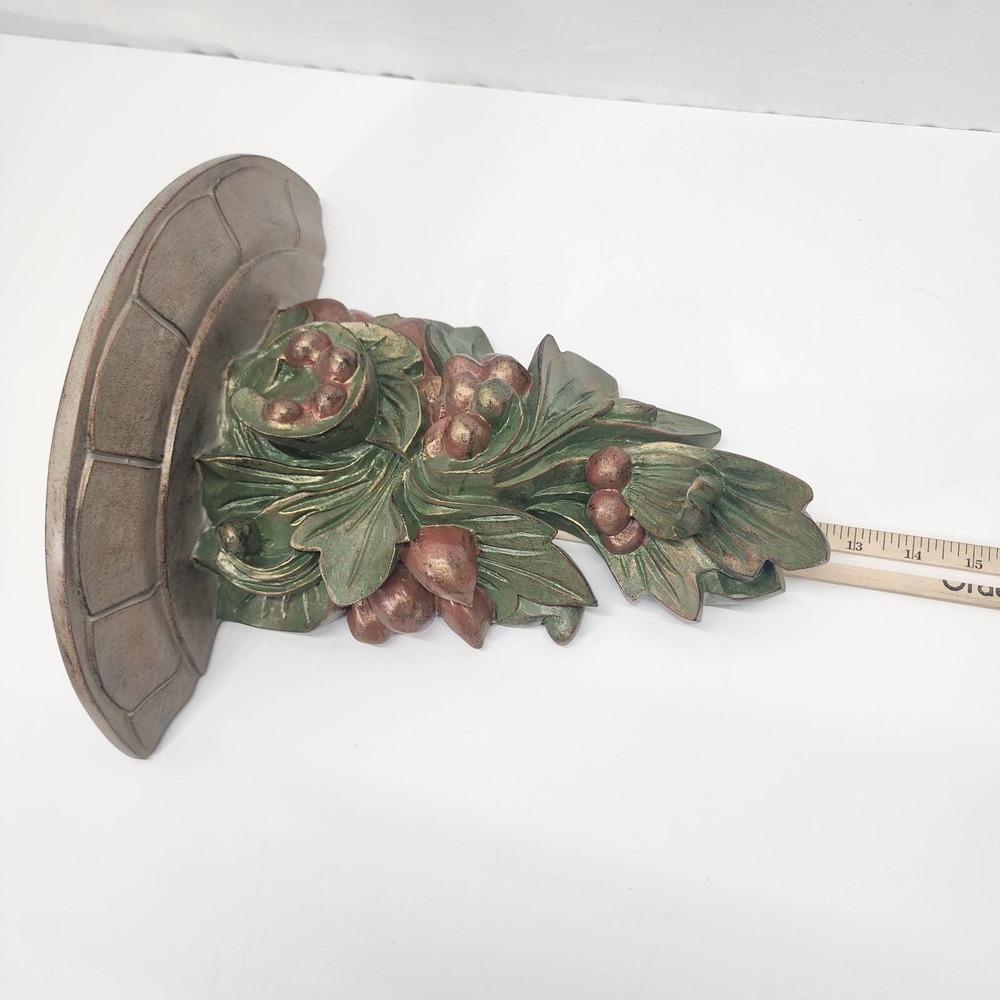 Kirkland's Decorative Fruit Leaf Resin Wall Shelf Corbel Green Gold Vintage - Picture 5 of 6